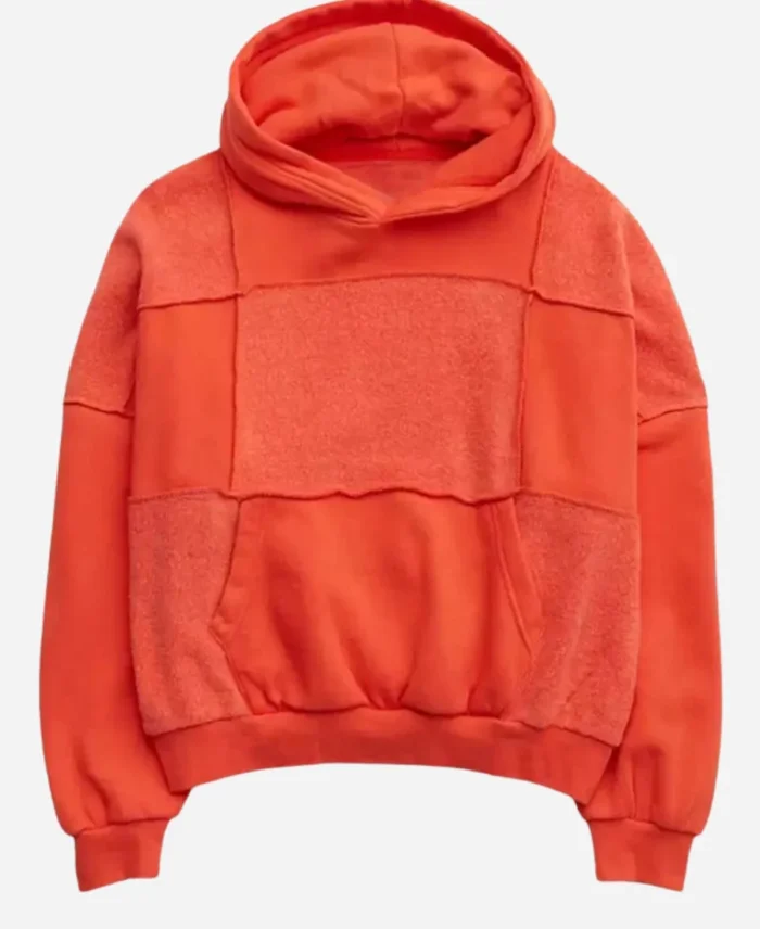 Aerie Sherpa Patchwork Oversized Orange Hoodie Front