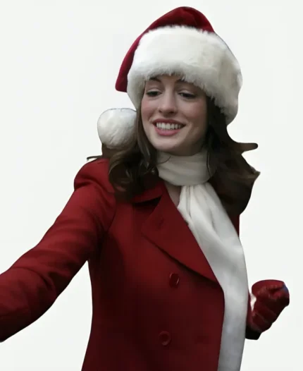 Anne Hathaway Christmas Party Red Coat