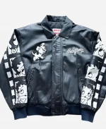  Betty Boop Vintage Black Leather Print Jacket