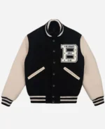 Billionaire Girls Club Black Varsity Wool And Leather Full-Snap Jacket