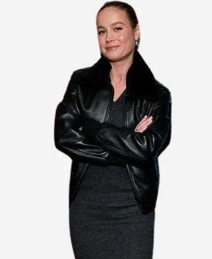 Brie Larson Black Leather Jacket