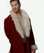 Chris Movie Catch Me If You Claus 2023 Luke Macfarlane Red Shearling Coat