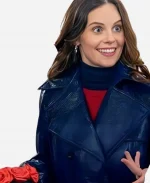 Christmas In Notting Hill Sarah Ramos Blue Leather Long Coat