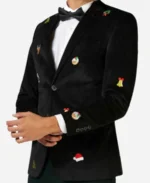 Christmas Tuxedo Velvet Oversized Black Blazer