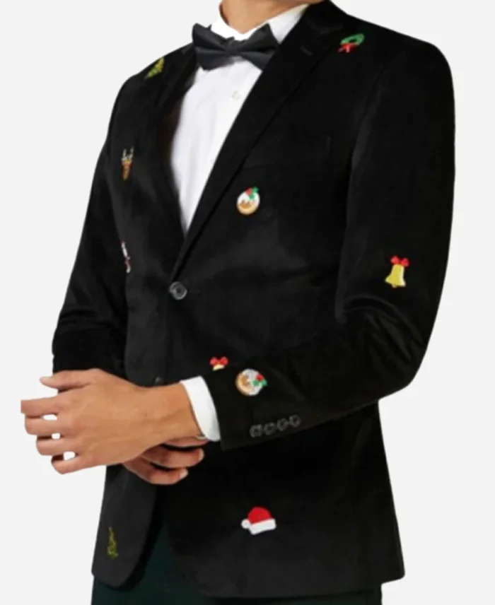 Christmas Tuxedo Velvet Oversized Black Blazer