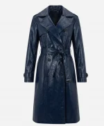 Christmas in Notting Hill Georgia Bright Blue Leather Coat