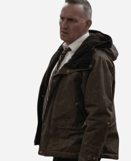 Christopher Eccleston Tv Series True Detective Night Country Season 04 Ted Corsaro Brown Cotton Hooded Jacket