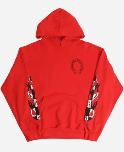 Chrome Hearts Red Pullover Fleece Hoodie For Unisex