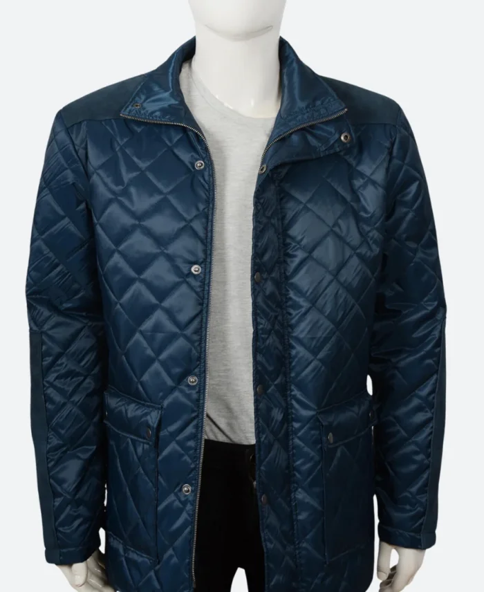 Danny Huston TV Series Yellowstone Dan Jenkins Blue Parachute Quilted Jacket