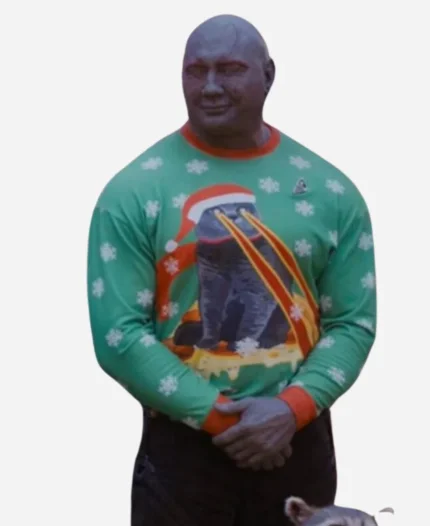 Dave Bautista Movie The Guardians of the Galaxy Holiday Special Drax Christmas Green Sweater