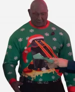 Dave Bautista The Guardians of the Galaxy Holiday Special Drax Christmas Cat Printed Sweater