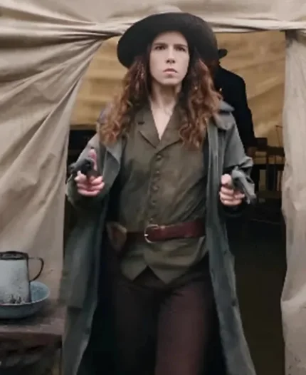 Emily Bett Rickards Movie Calamity Jane 2024 Calamity Jane Cotton Long Coat