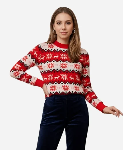 General Hospital Haley Pullos Christmas Red & White Sweater