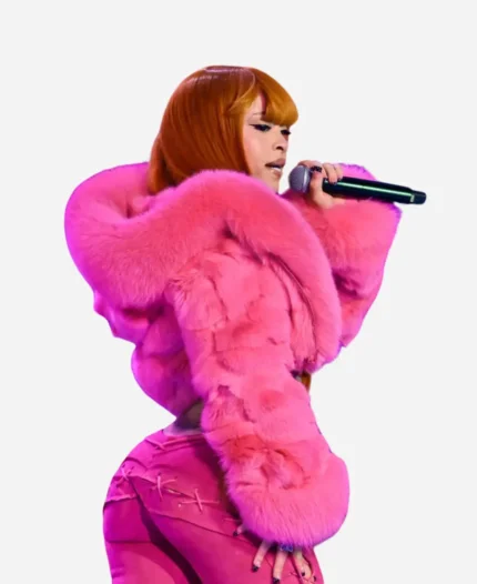 Ice Spice Times Square Fortnite Pink Cropped Jacket