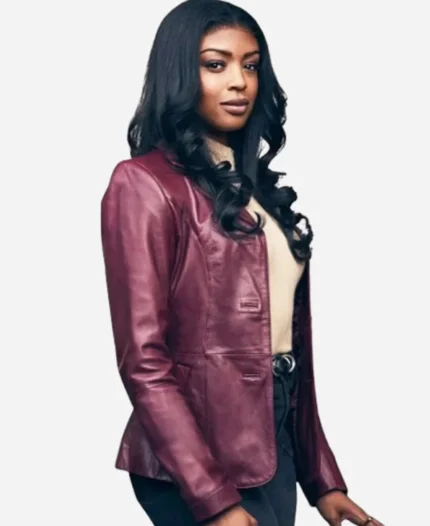 Javicia Leslie TV Series High Potential Season 01 Daphne Purple Leather Blazer For Sale