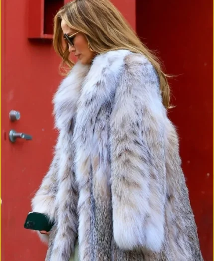 Jennifer Lopez Long Fur Coat For Unisex