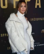 Jennifer Lopez Unstoppable Premiere White Fur Jacket