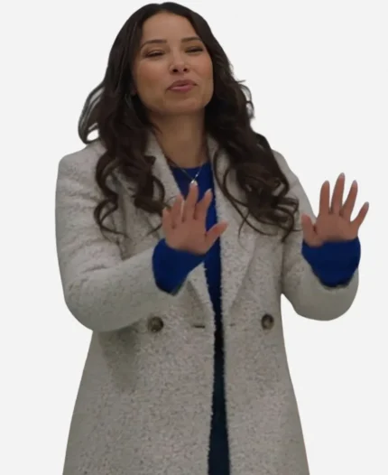 Jessica Parker Kennedy Under The Christmas Sky Kat Butler Sherpa Blue Coat