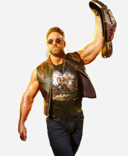 LA Knight United States Champion Brown Leather Vest