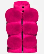 Lindsay Lohan Movie Falling for Christmas Sierra Belmont Pink Fur Vest