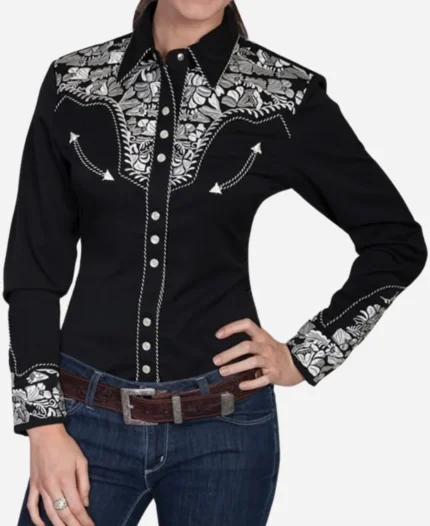 Luke Mitchell Tv Series Chicago Med Season 10 Mitch Ripley Black Floral Western Shirt