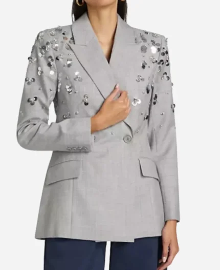 Melody Thomas-Scott Tv Series The Young and the Restless 2024 Nikki’s Sequin Embellished Gray Blazer