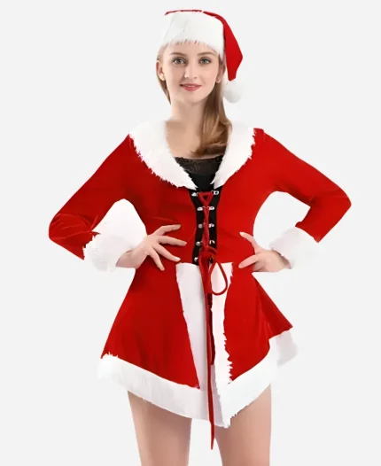 Christmas Clothing Sexy Miss Santa Red Costumes Dress For Women