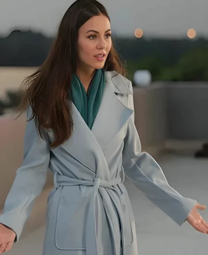  Movie Depravity 2024 Victoria Justice Blue Trench Coat