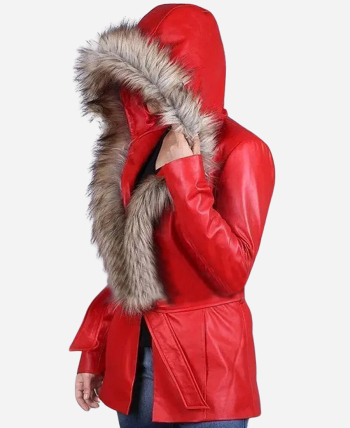 Mrs. Claus Red Leather Jacket