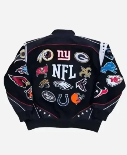 NFL All Teams Logo Patches Black Bomber Cotton Jacket