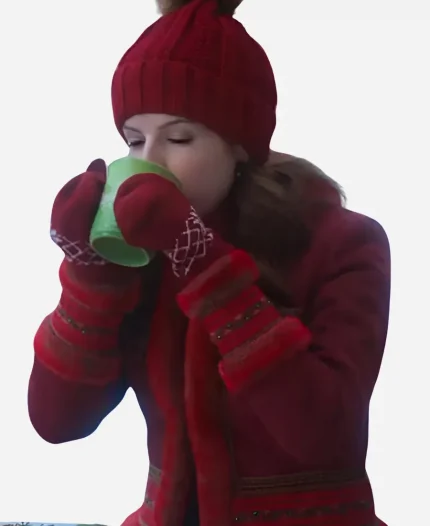 Anna Kendrick Noelle Red Shearling Jacket For Sale