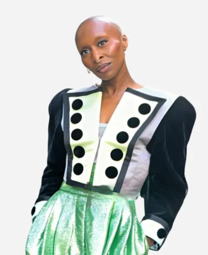 Press Junket Cynthia Erivo Black and White Jacket For Women