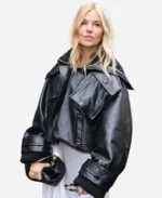 Sienna Miller Paris Fashion Week Leather Jacket