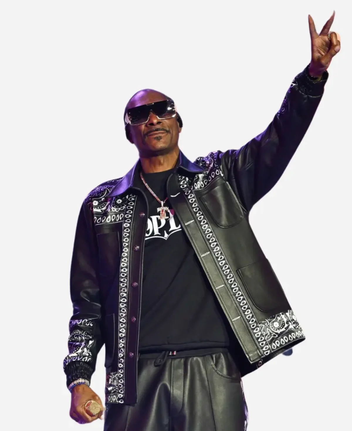 Snoop Dogg Times Square Fortnite Concert Black Leather Jacket