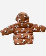  Snoopy Puffer Hooded Brown Parachute Jacket For Sale