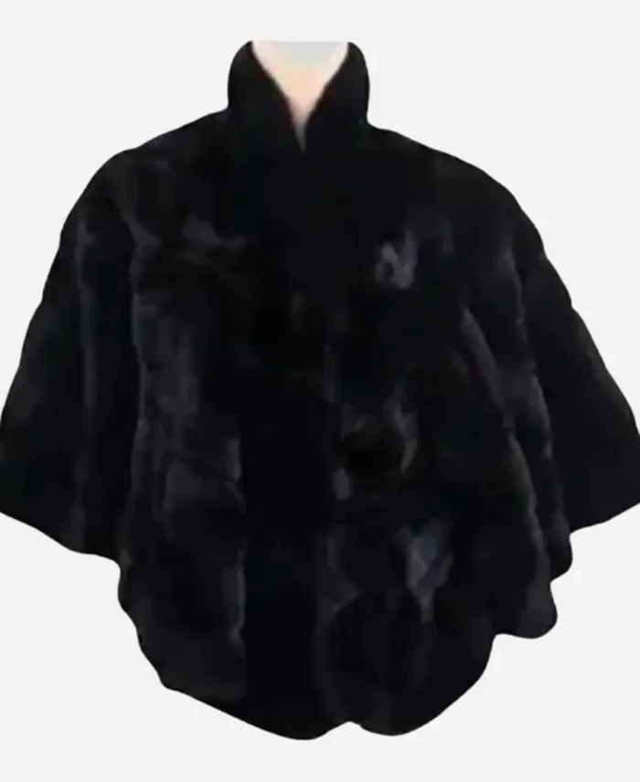 Soft Mink Fur Womens Cape Black Coat