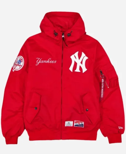 Spike Lee New York Yankees Alpha Industries L-2B Hooded Bomber Jacket Red