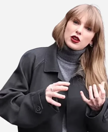 Taylor Swift NYC Black Oversized Wool Coat