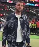 Travis Kelce Blue Slashed Floral Denim Jacket