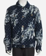 Travis Kelce Slashed Floral Denim Jacket