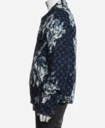 Travis Kelce Slashed Floral Print Blue Denim Jacket Sleeves