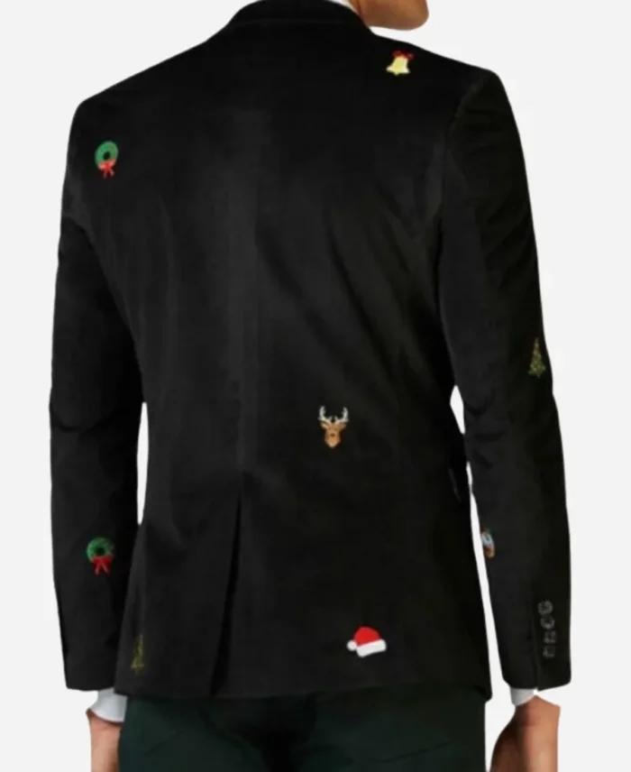 Tuxedo Christmas Velvet Oversized Black Blazer For Unisex