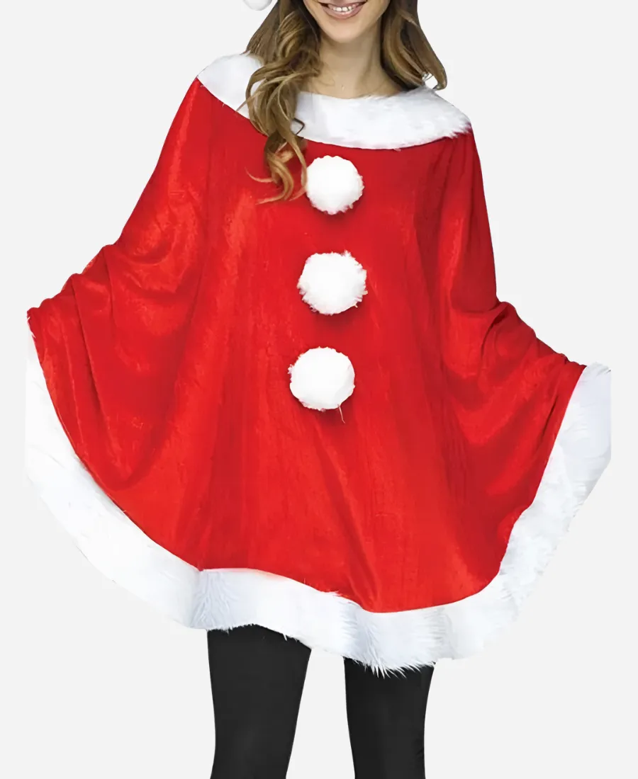 Women Christmas Santa Red Cape Poncho Women Poncho Christmas Santa Cape Poncho For Sale