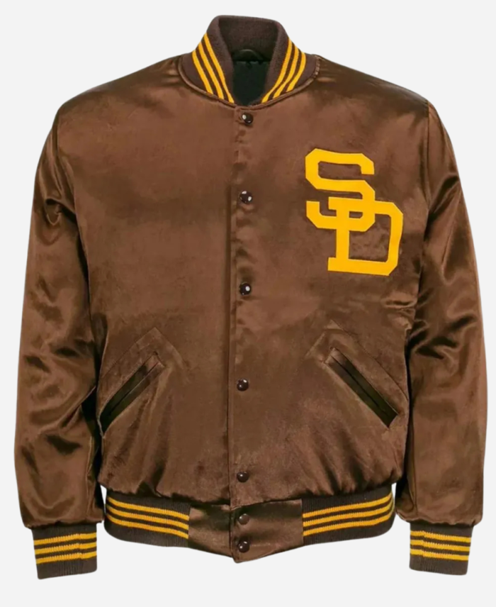 1969 San Diego Padres Brown Satin Bomber Jacket