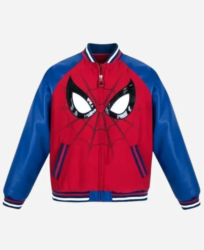 90s Spiderman Leather Varsity Jacket