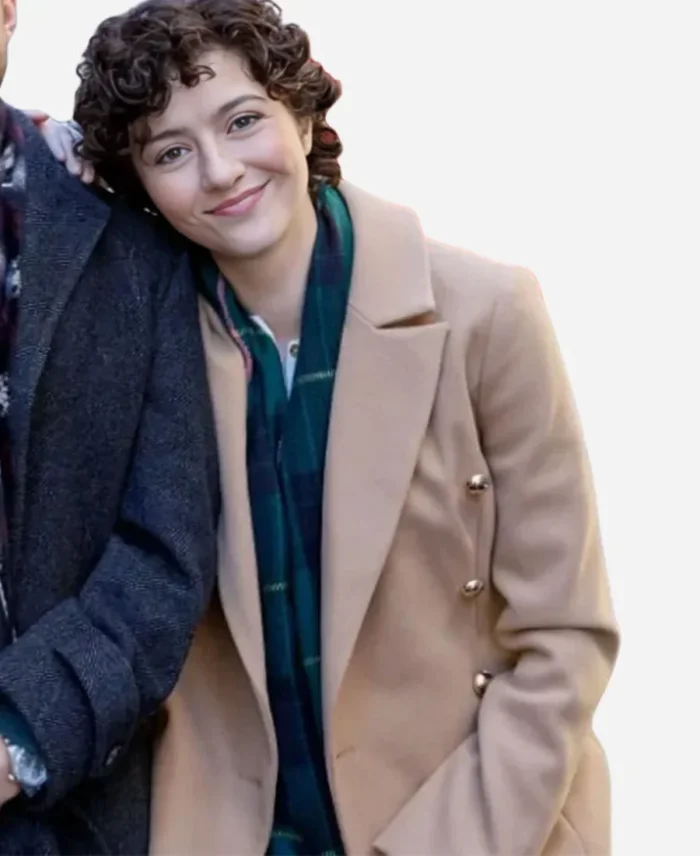 Alice Movie The 5-Year Christmas Party 2024 Katie Findlay Beige Wool Trench Coat