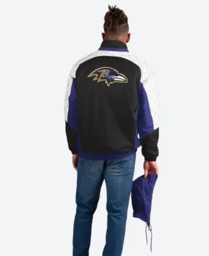 Beowulf X Baltimore Ravens Body Check Black & Blue Quarter Zipper With Detachable Hood Pullover Jacket