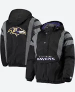 Blaine Baltimore Ravens Reflective Stripe Quarter Zipper Blue & Black Hooded Jacket For Sale