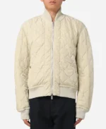 Brad Pitt F1 2025 Sonny Hayes Off White Quilted Bomber Jacket