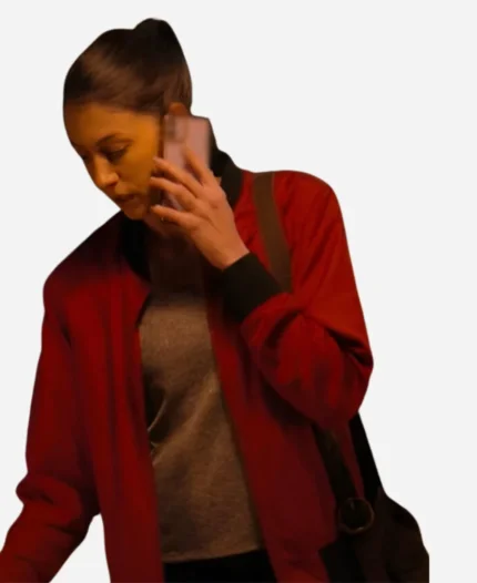 Caitlin Dechelle LRed Bomber Jacket For Sale